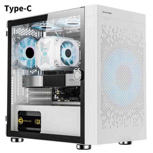 长城（Great Wall）阿基米德2白电脑机箱（Type-C 3.2/20CM风扇位/MATX主板/240水冷位/玻璃侧透/宽体/4070）
