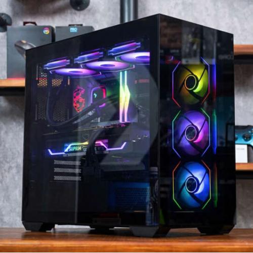 爱国者（aigo）月光宝盒 镜 黑色 游戏台式电脑机箱 支持双360水冷/E-ATX主板/Type-c/黑色海景房/4090显卡