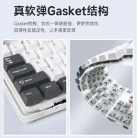 狼蛛（AULA）F87客制化机械键盘全键热插拔 gasket结构三模无线蓝牙电竞游戏办公键盘 幽暗风暴-三模-灰木轴V3