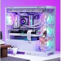 先马（SAMA）新镜界 matx海景房机箱台式机白色 双面玻璃/可拆支柱/双U3+Type-C/支持背插主板360水冷/新境界